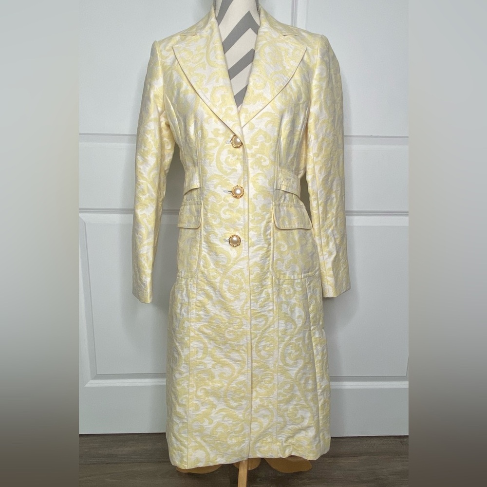 WD•NY 6 White Yellow Trench Coat